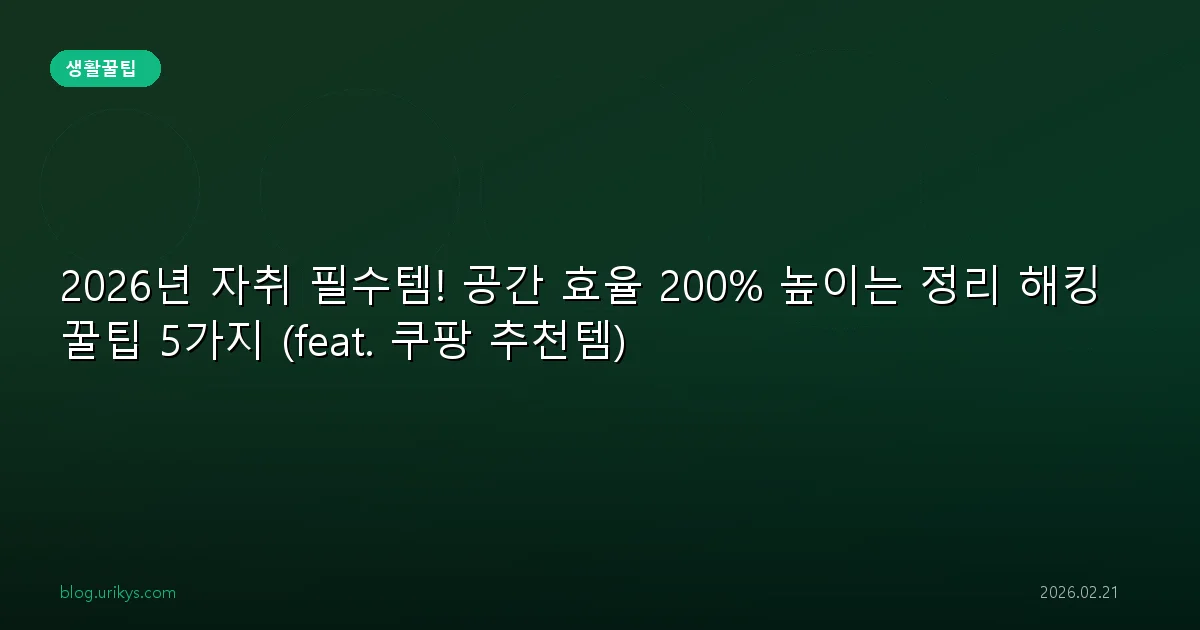 2026년 자취 필수템! 공간 효율 200% 높이는 정리 해킹 꿀팁 5가지 (feat. 쿠팡 추천템)