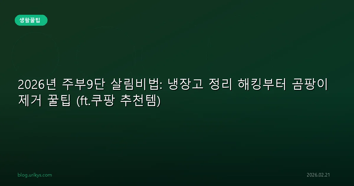 2026년 주부9단 살림비법: 냉장고 정리 해킹부터 곰팡이 제거 꿀팁 (ft.쿠팡 추천템)